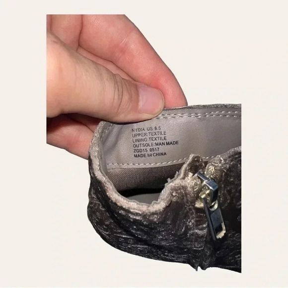 Women’s ZIGISOHO EMBOSSED VELVET NYGIA ANKLE BOOTS SIZE 6.5 GRAY IN COLOR - Picture 6 of 10